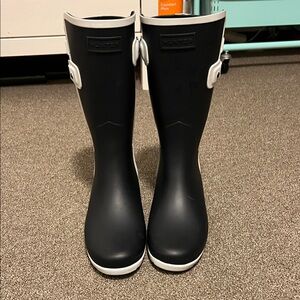 Hunter Black Boots with White Trim